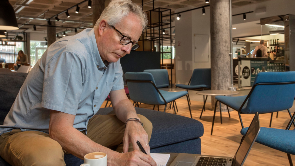 A member of staff learning online